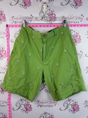 J. Crew shorts mermaid embroidery, Green Embroidered Novelty Shorts